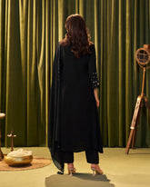 Crepe silk A-line salwar black color